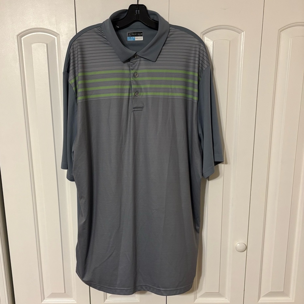 Men’s Big & Tall gray and green Golf polo- 2XLT